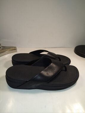 Fitflop Surfa Black Thong Flip Flop Sandals Women's sz 9.